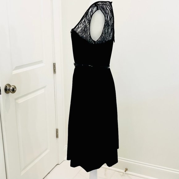 NWT Calvin Klein Black Lace belted classed LBD Dress - size 4 - Picture 3 of 9